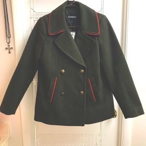 EXPRESS PEA COAT, Size M. Military green. NWT.